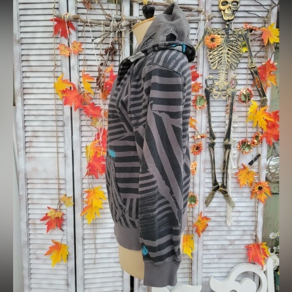 VOLCOM Cotton Blend Striped Graphic Hoodie - Picture 7 of 10